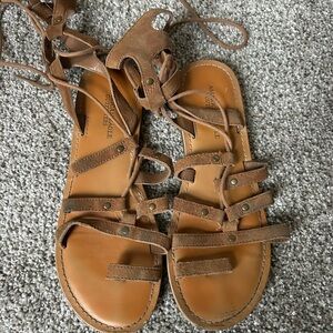 American eagle brown suede gladiator sandals lace up